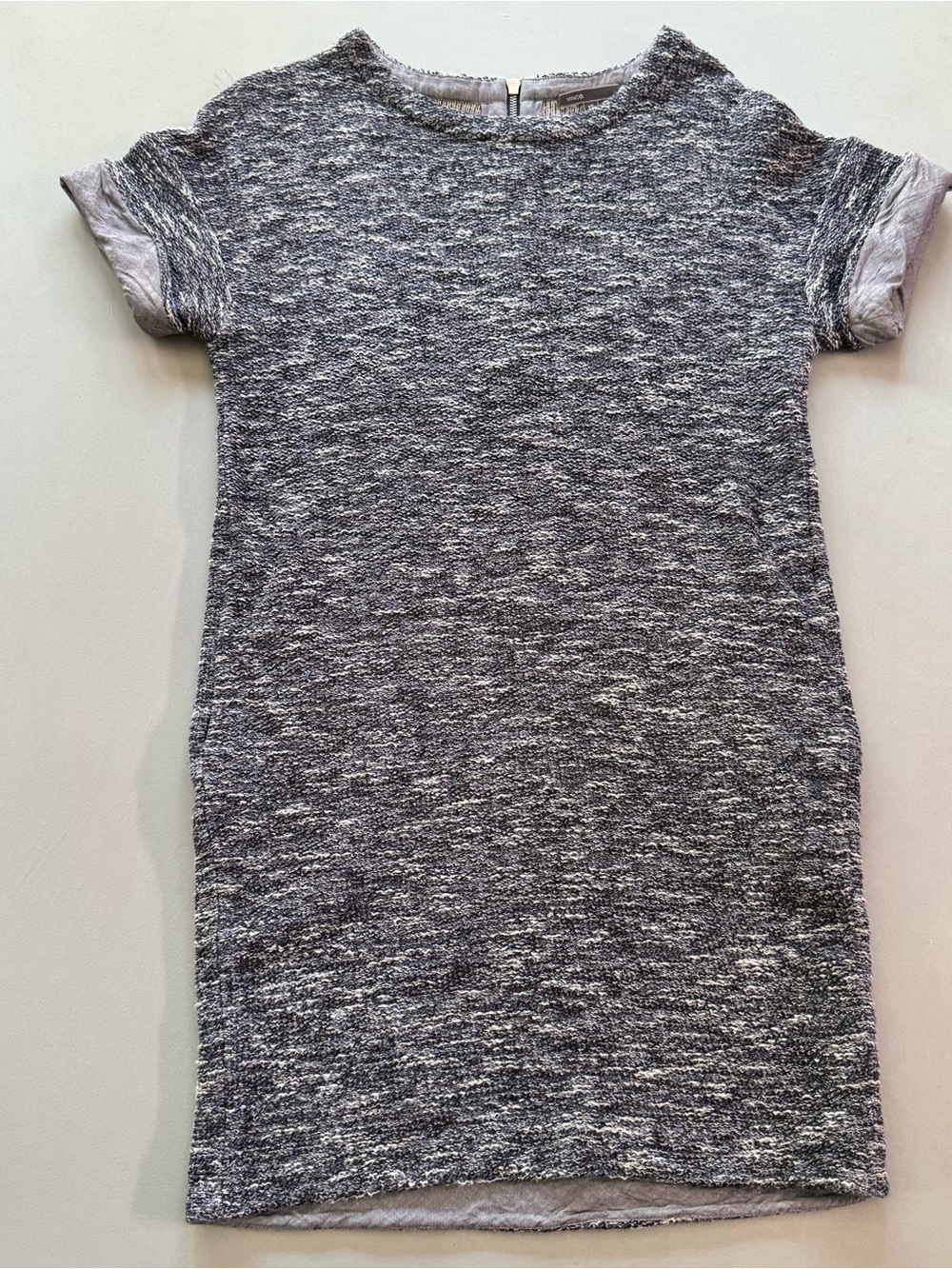 Vince Marled Knit Tweed Shift Dress with Pockets Blue Women's XS Small